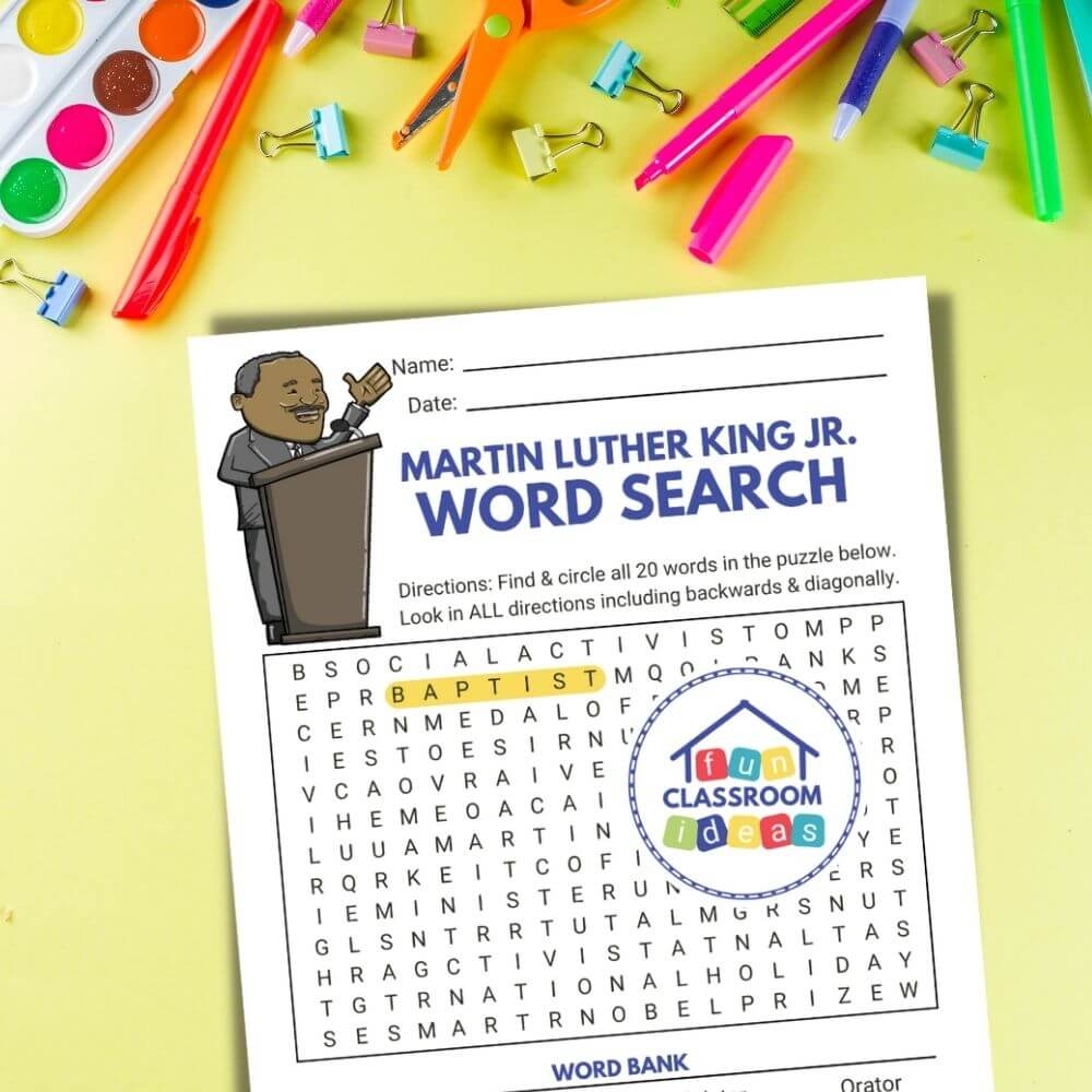 Martin Luther King Jr Word Search Printables FREE Activity For Kids