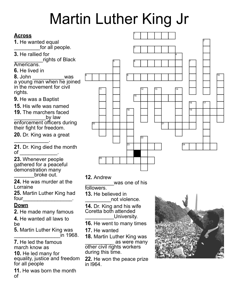 Martin Luther King Jr Word Search WordMint