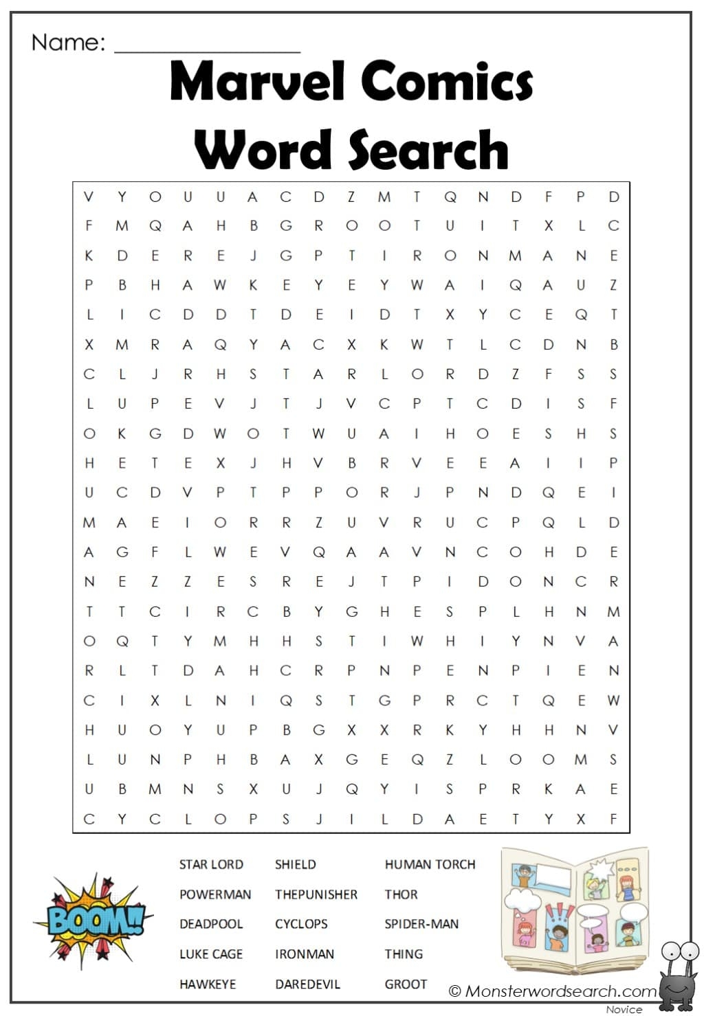 Marvel Comics Word Search Monster Word Search