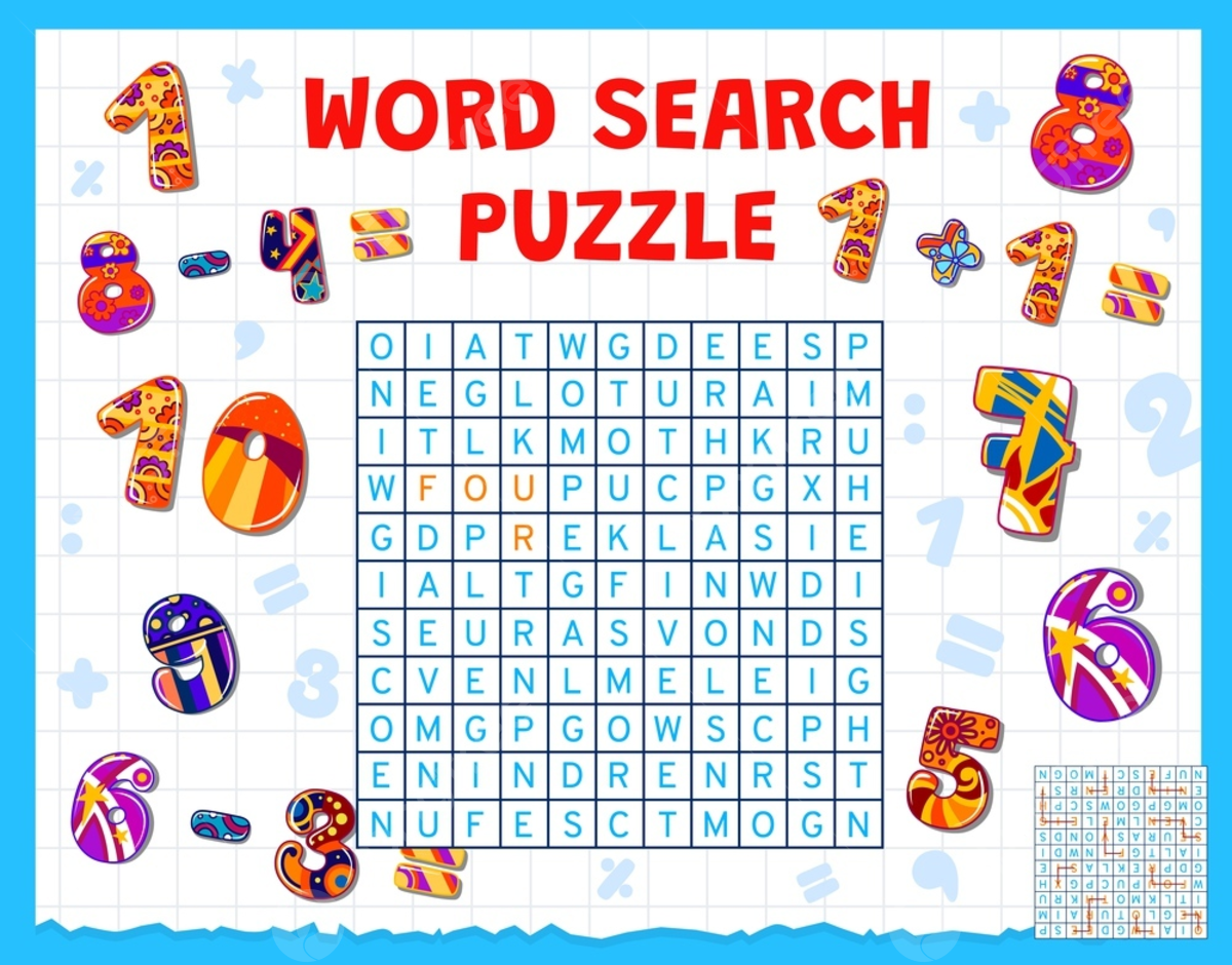 Math Numbers And Digits Word Search Puzzle Game Worksheet Template Download On Pngtree