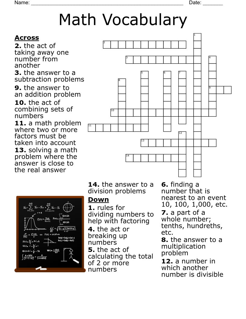 Math Word Search Puzzle Answers