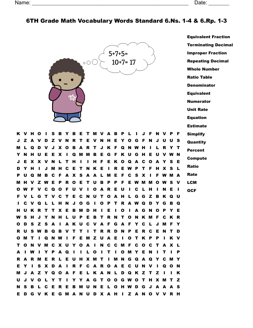 Math Word Search WordMint