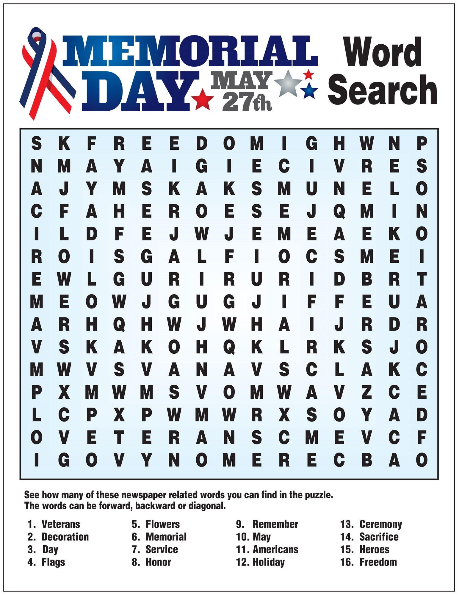 May Day Word Search Printable
