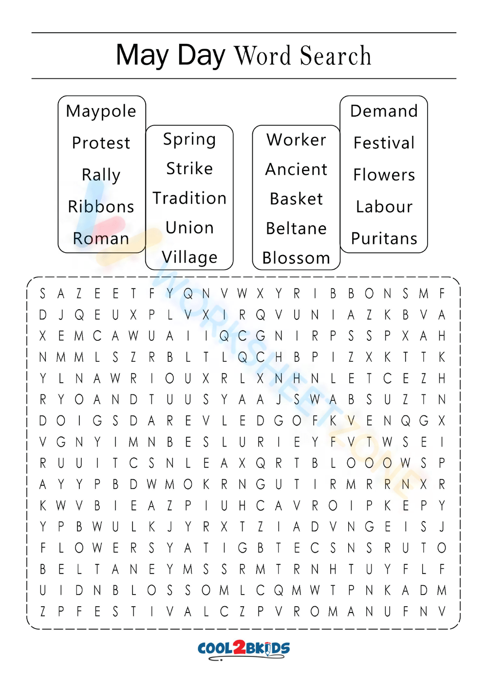 May Word Search Printable