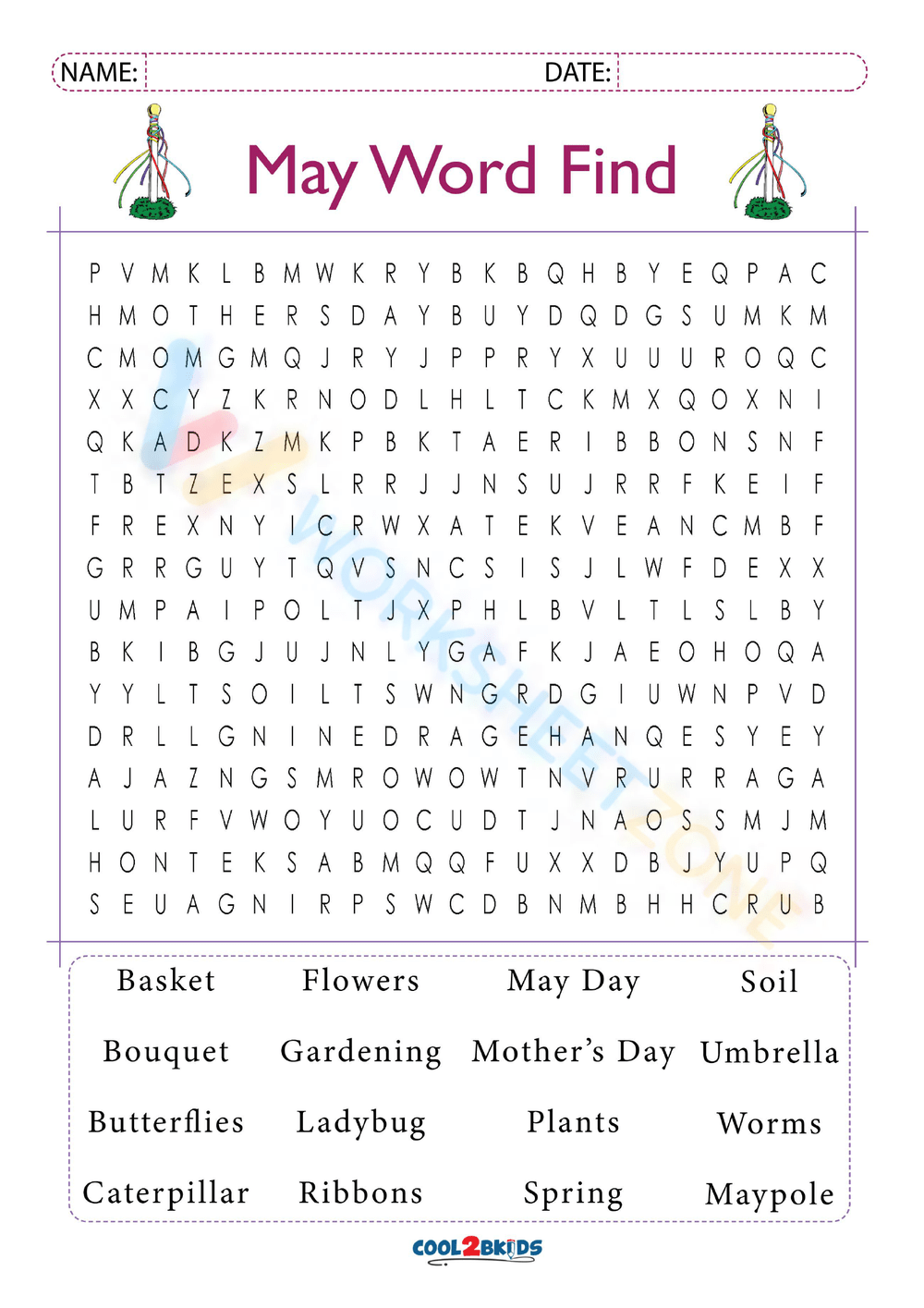 Word Search For May