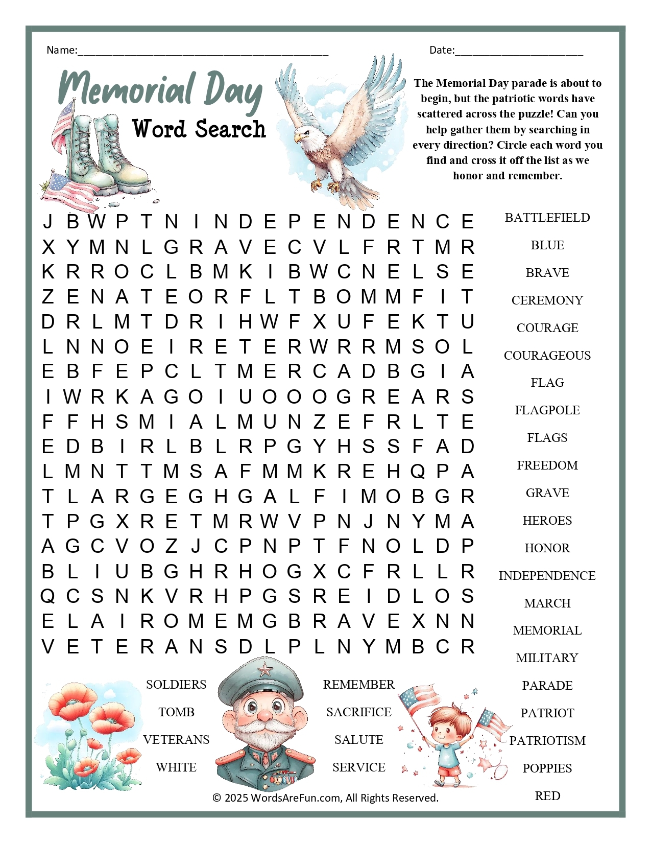 Memorial Day Word Searches