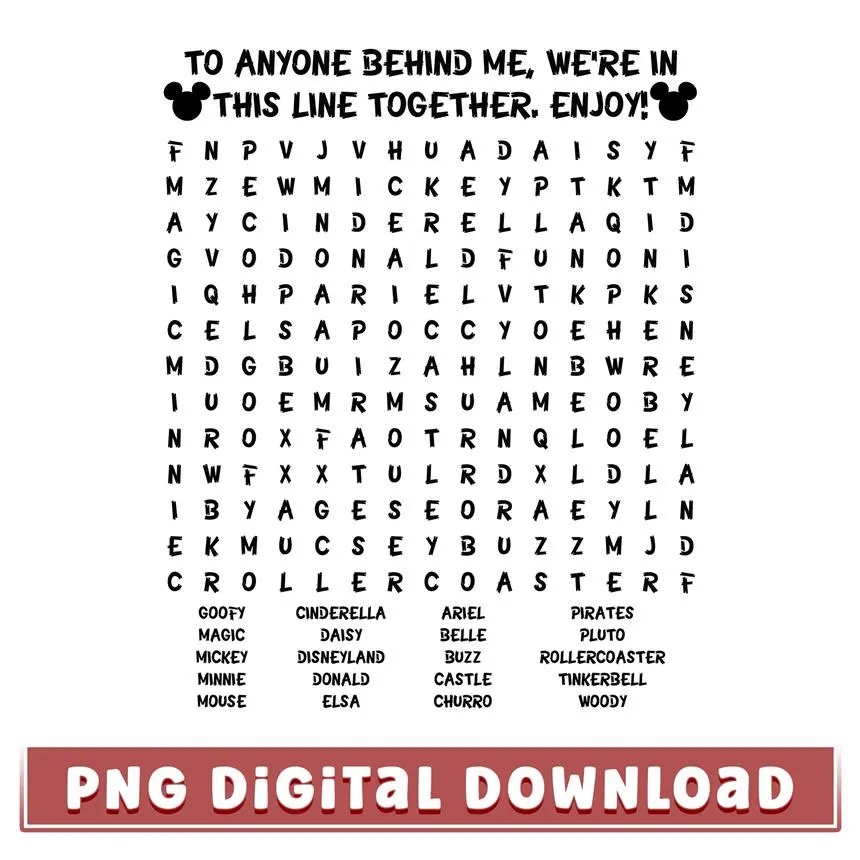 Mickey Word Search Etsy