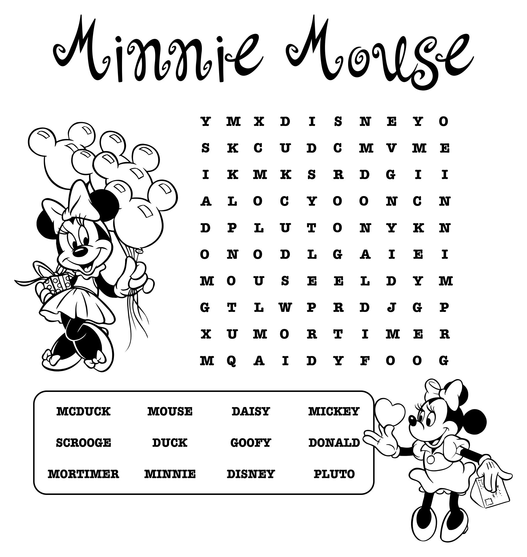 Minnie Mouse Word Search 10 Free PDF Printables Printablee