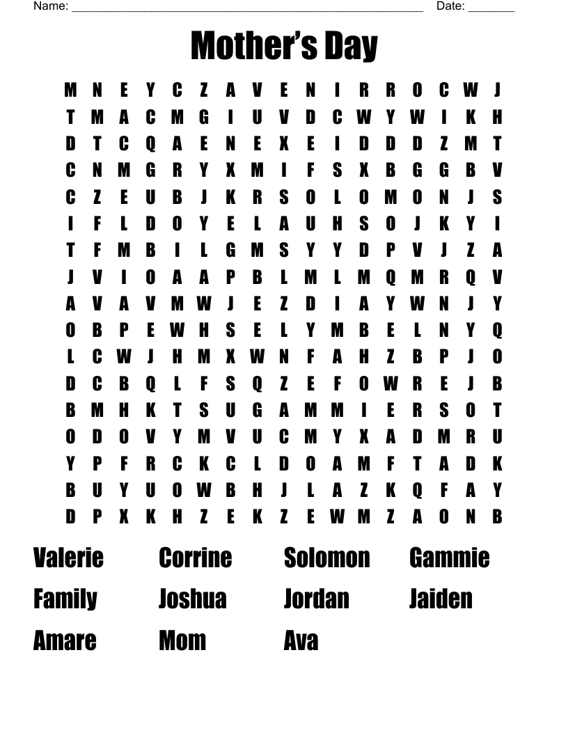 Mother s Day Word Search WordMint