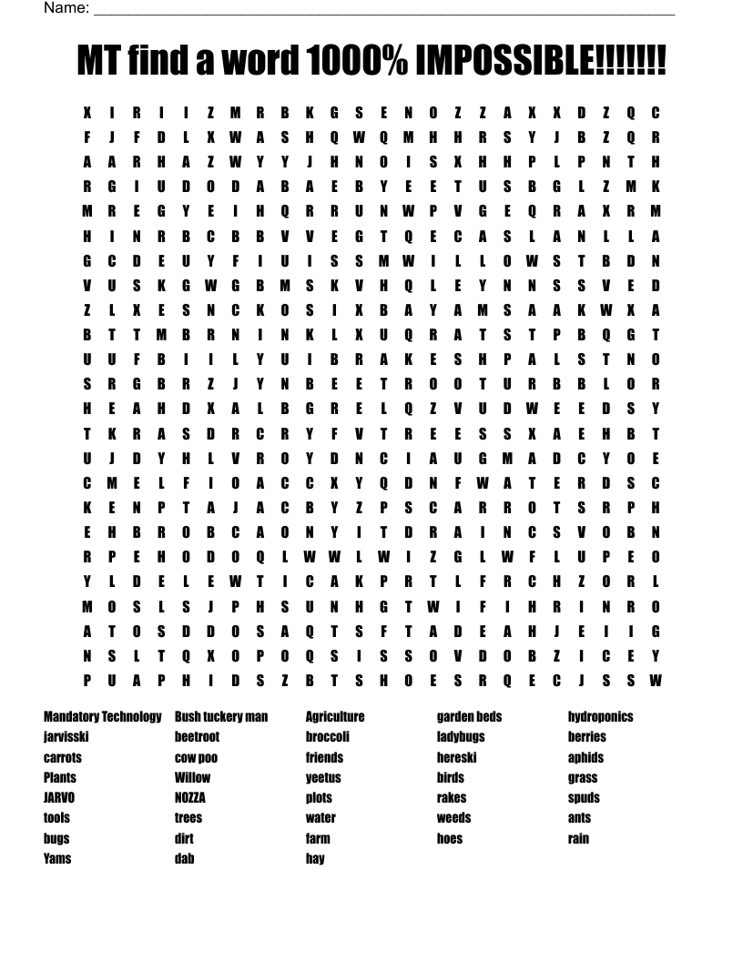 MT Find A Word 1000 IMPOSSIBLE Word Search WordMint MT Find A Word 1000 IMPOSSIBLE Word Search WordMint