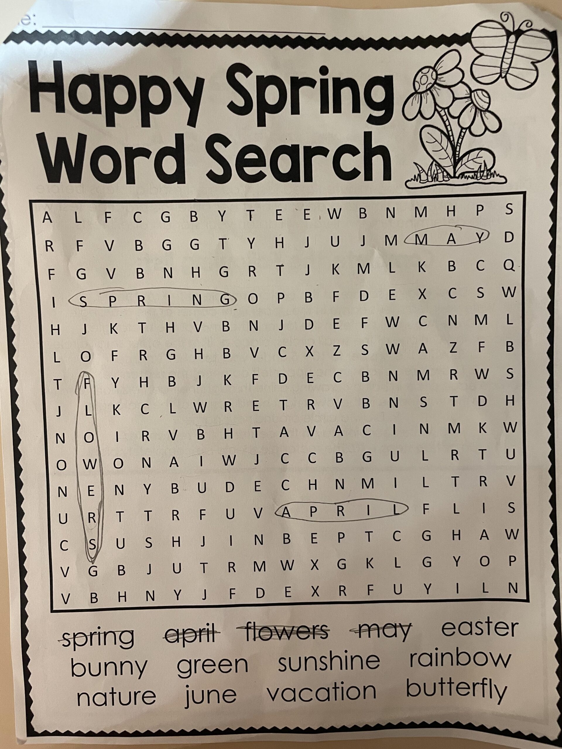 Spring Word Search Printable For Kids
