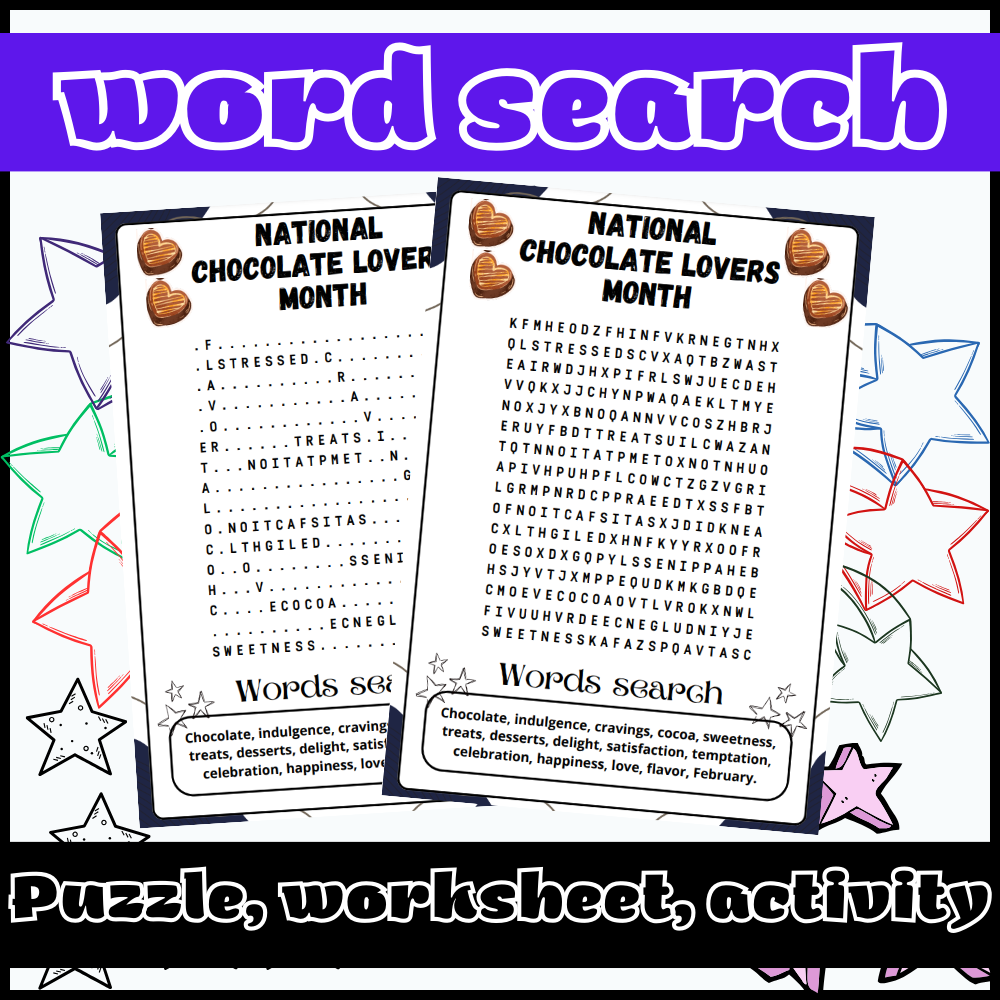National Chocolate Lovers Month Word Search Puzzle Worksheet Activity Made By Teachers