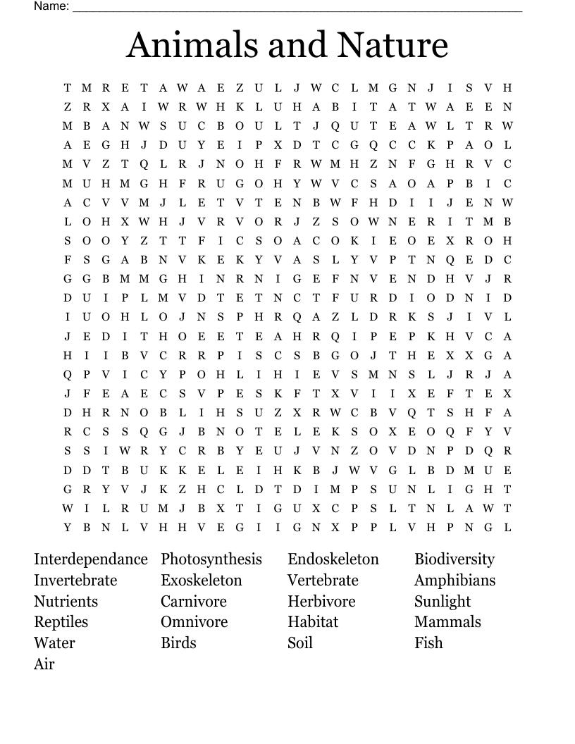 5th Grade Science Printable Word Search