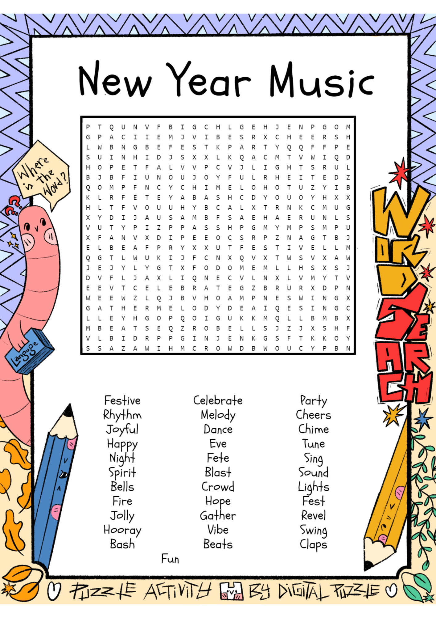 New Year's Word Search Printable Pdf