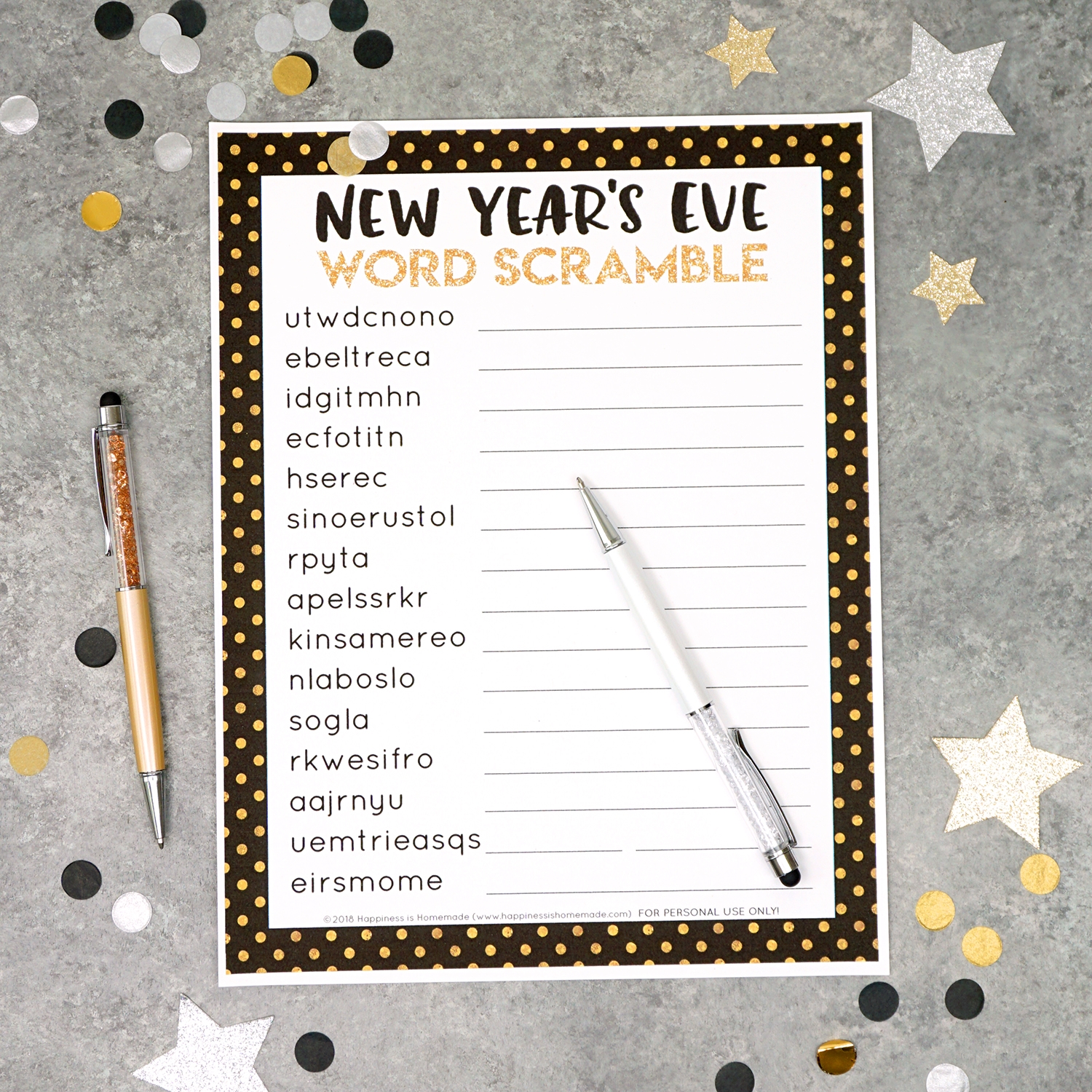 New Year s Eve Word Scramble Printable Happiness Is Homemade