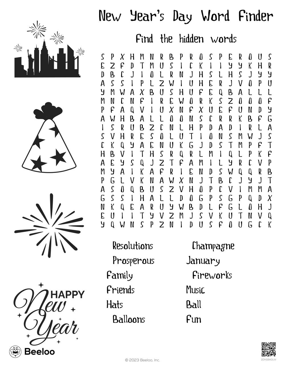 New Year themed Word Searches Beeloo Printable Crafts And Activities For Kids New Year themed Word Searches Beeloo Printable Crafts And Activities For Kids