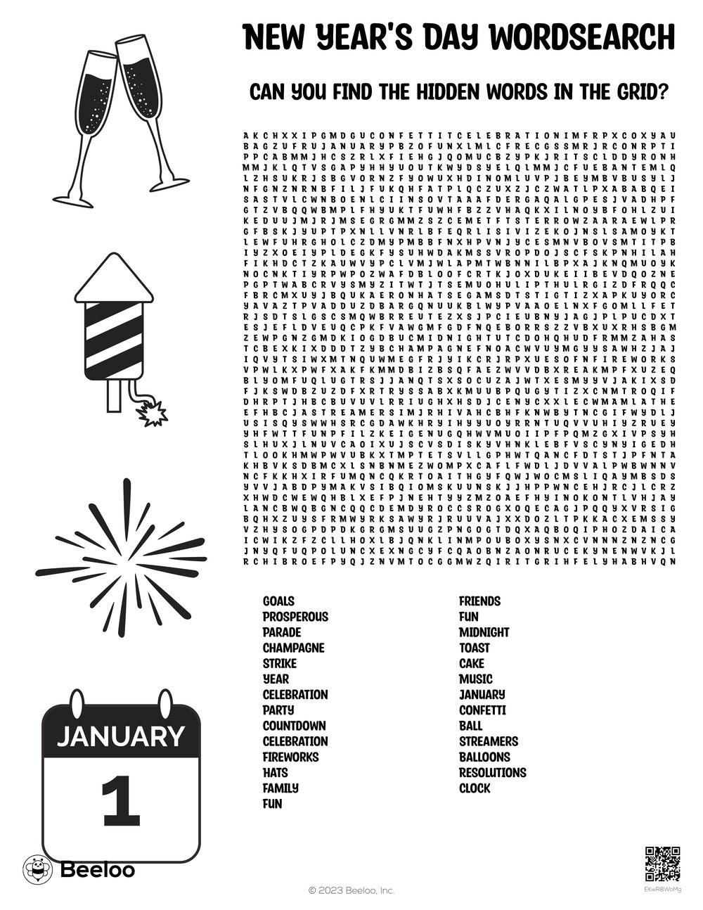 New Year themed Word Searches Beeloo Printable Crafts And Activities For Kids