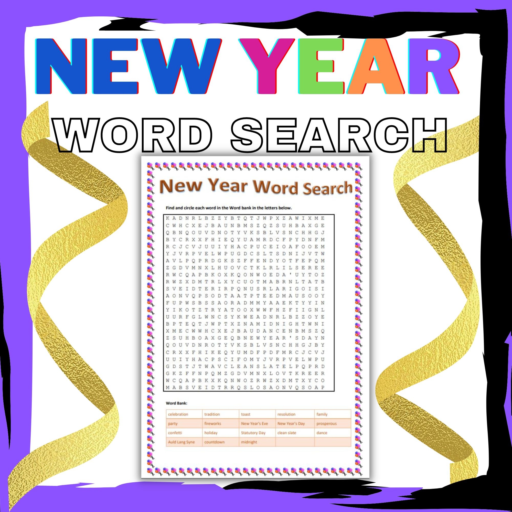 New Year Word Search With Answers Made By Teachers New Year Word Search With Answers Made By Teachers