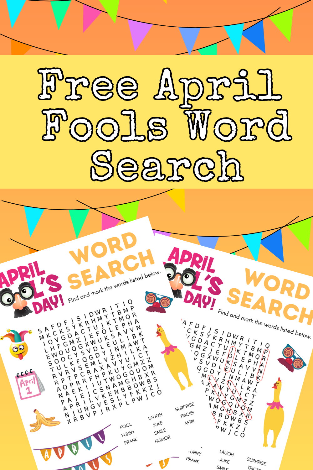 No Jokes Free Printable April Fools Word Search