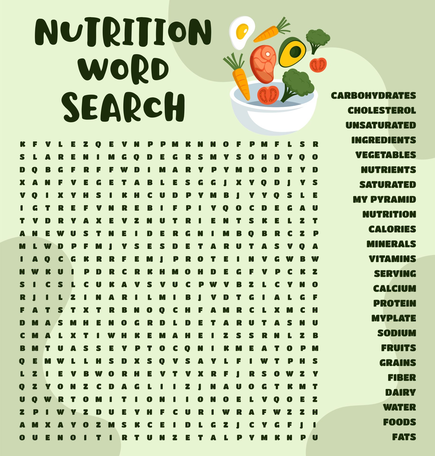 Nutrition Puzzles Word Search 10 Free PDF Printables Printablee