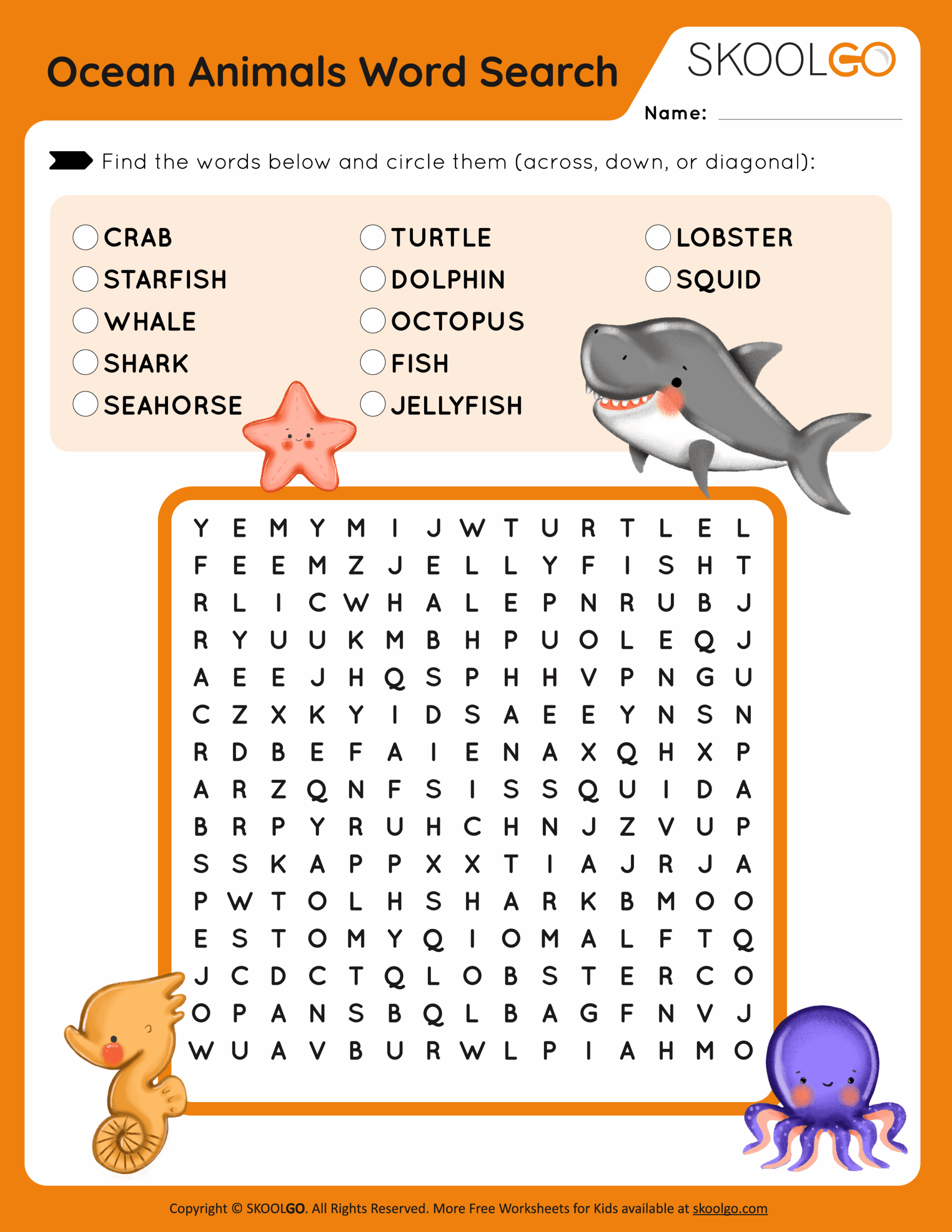 Ocean Animals Word Search Free Game For Kids SKOOLGO Ocean Animals Word Search Free Game For Kids SKOOLGO