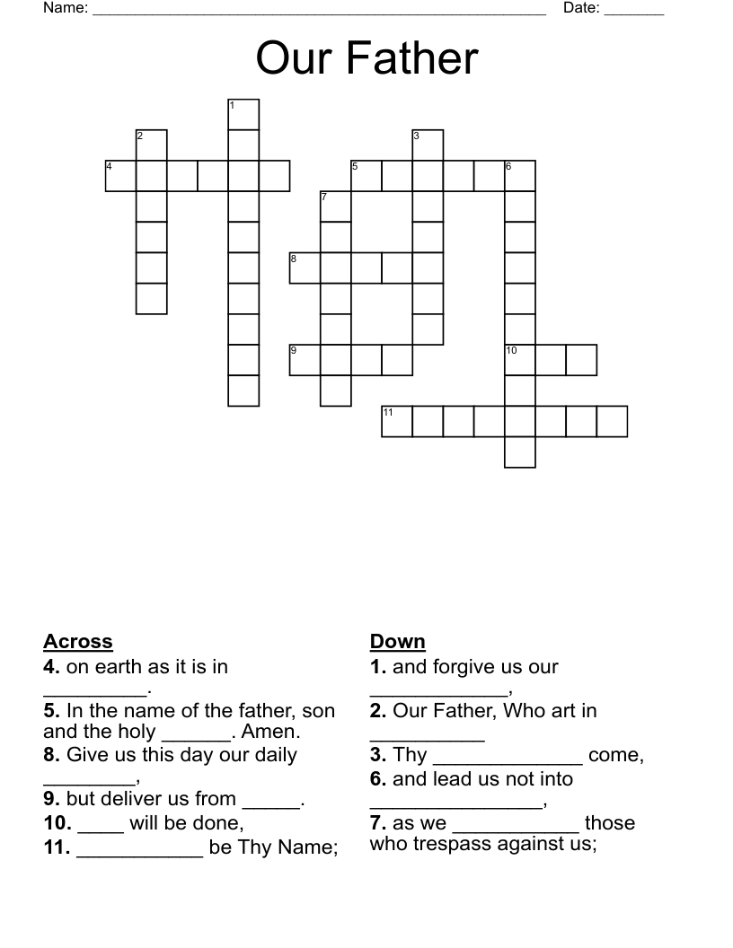 Our Father Word Search Free Printable