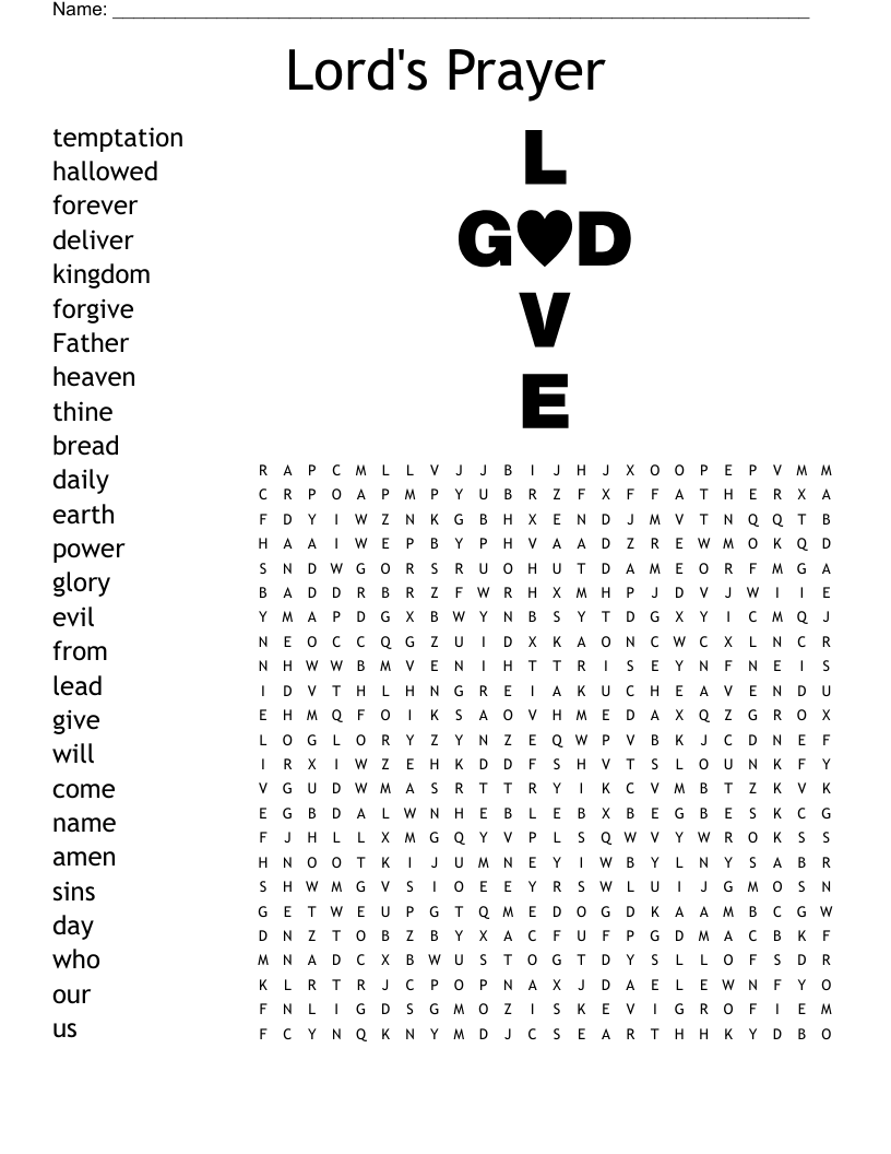 Our Father Word Search WordMint