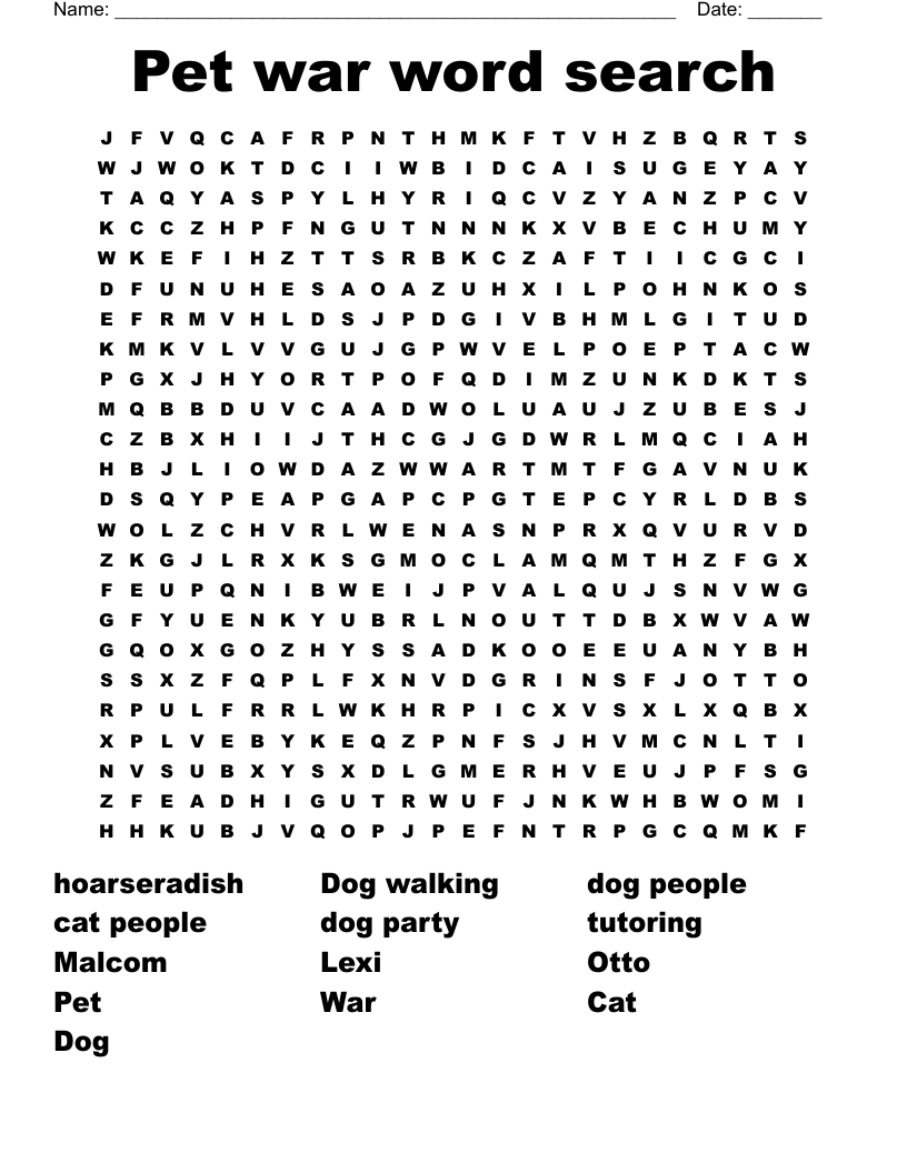 Dog Word Search Printable