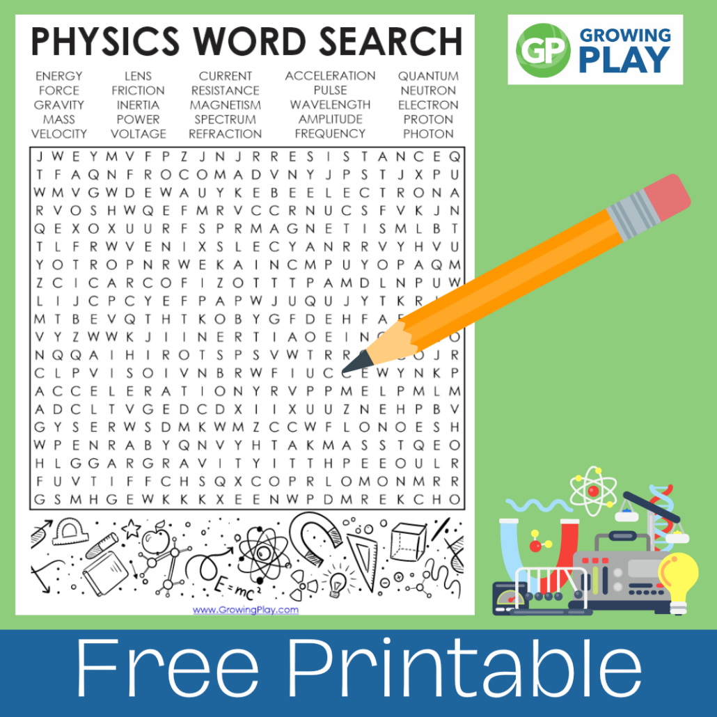 Physics Word Search Free Printable Growing Play Physics Word Search Free Printable Growing Play