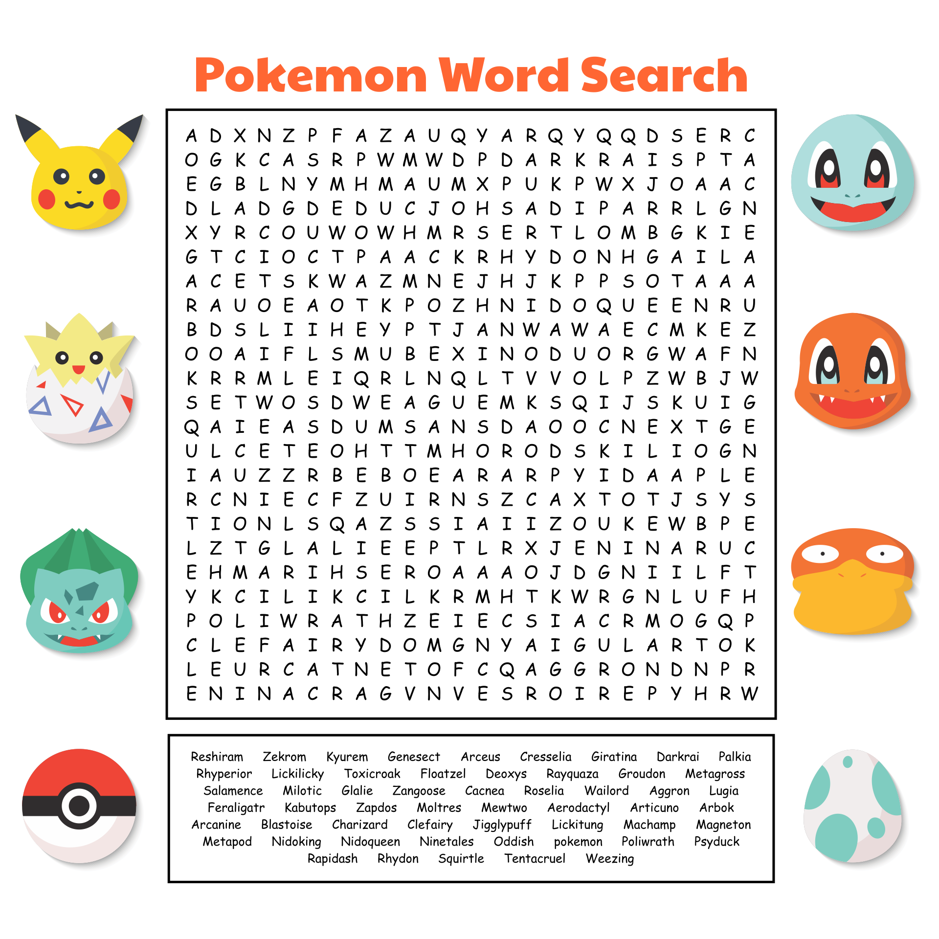 Pokemon Word Search Puzzles 10 Free PDF Printables Printablee