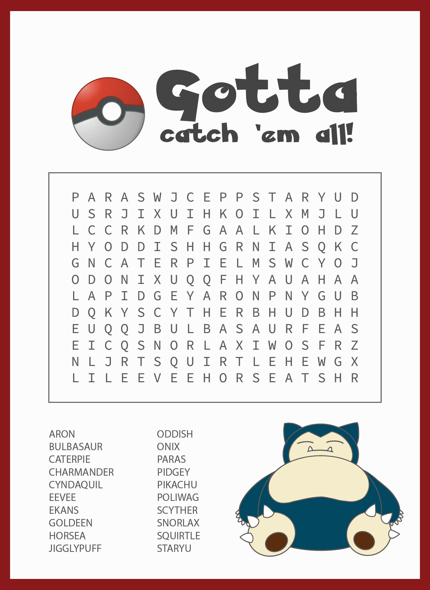 Pokemon Word Searches Worksheets Library