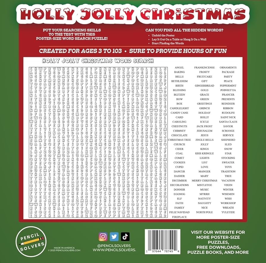 Poster Size Word Search Holly Jolly Christmas 100 Words To Find On This Giant Word Search Puzzle Jigsaw Puzzles Amazon Canada