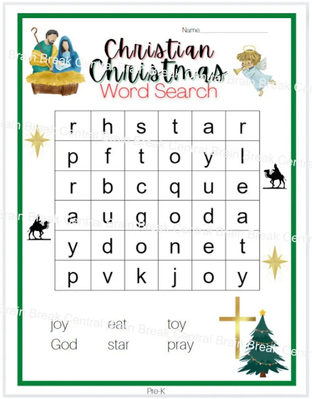 Pre k Christian Christmas Word Search With Answer Key Printable Etsy UK