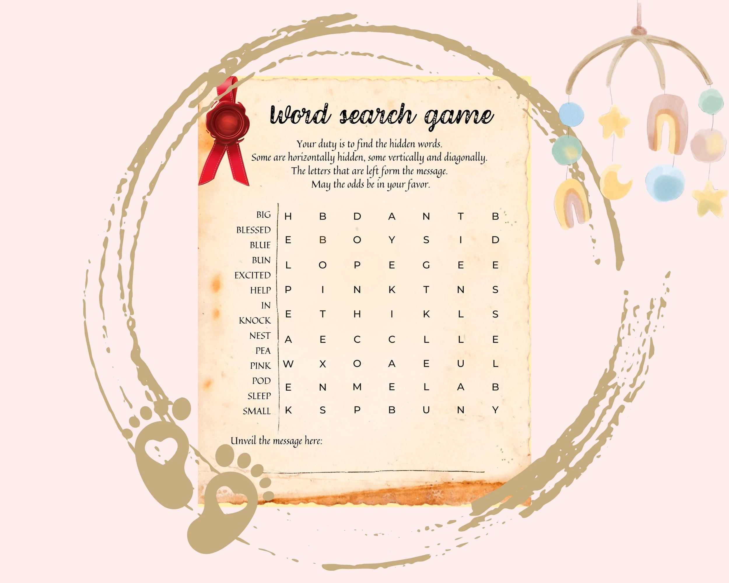 Baby Word Search Game Printable