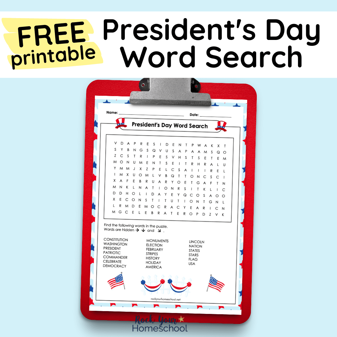 Presidents Day Word Search Puzzle