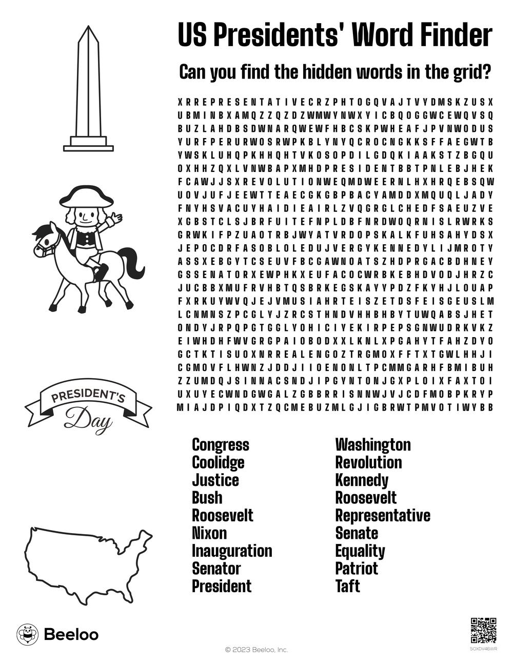 Presidents Day themed Word Searches Beeloo Printable Crafts And Activities For Kids