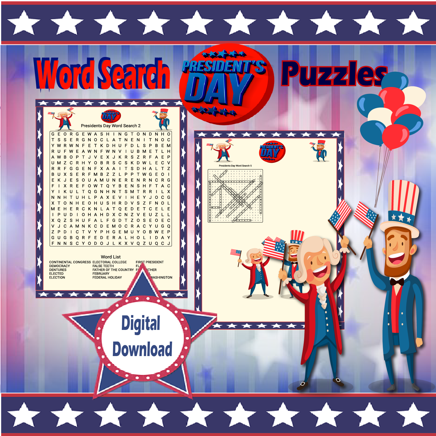 Presidents Day Word Search Puzzles Made By Teachers