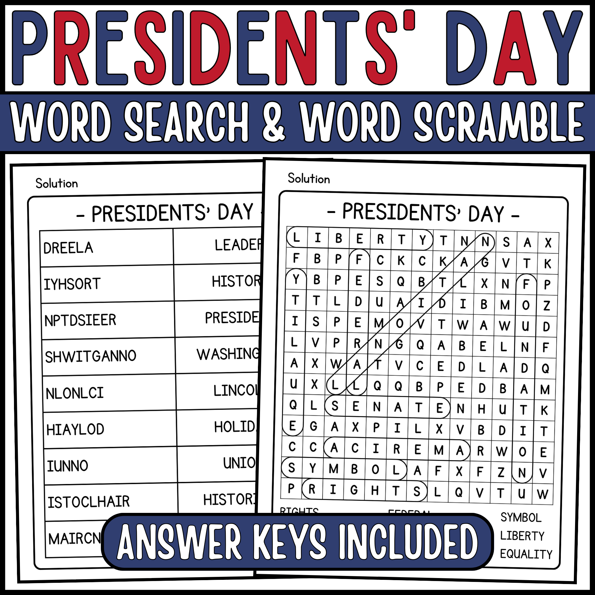 Presidents Day Word Search U0026 Word Scramble Presidents Day Vocabulary Activities Presidents Day Word Search U0026 Word Scramble Presidents Day Vocabulary Activities