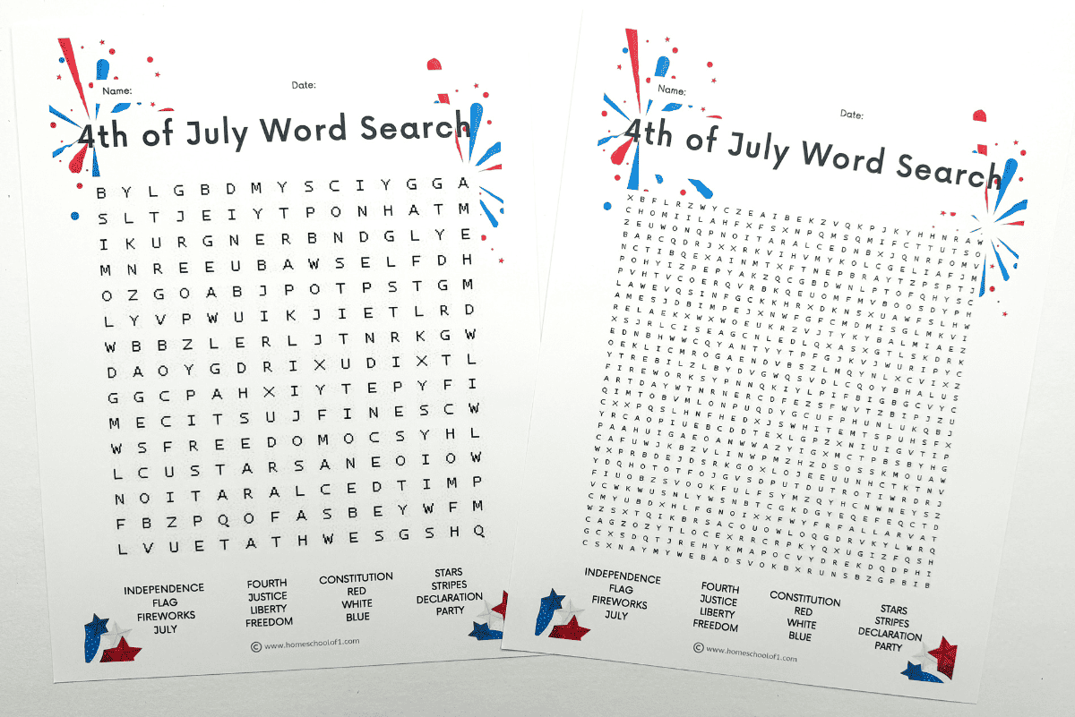Printable 4th Of July Word Search For Kids