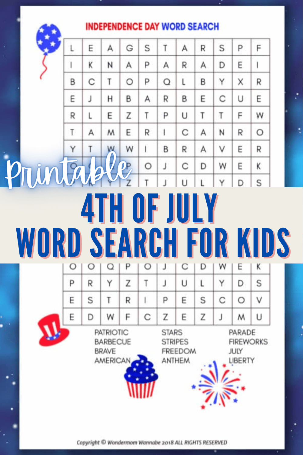 Printable 4th Of July Word Search For Kids