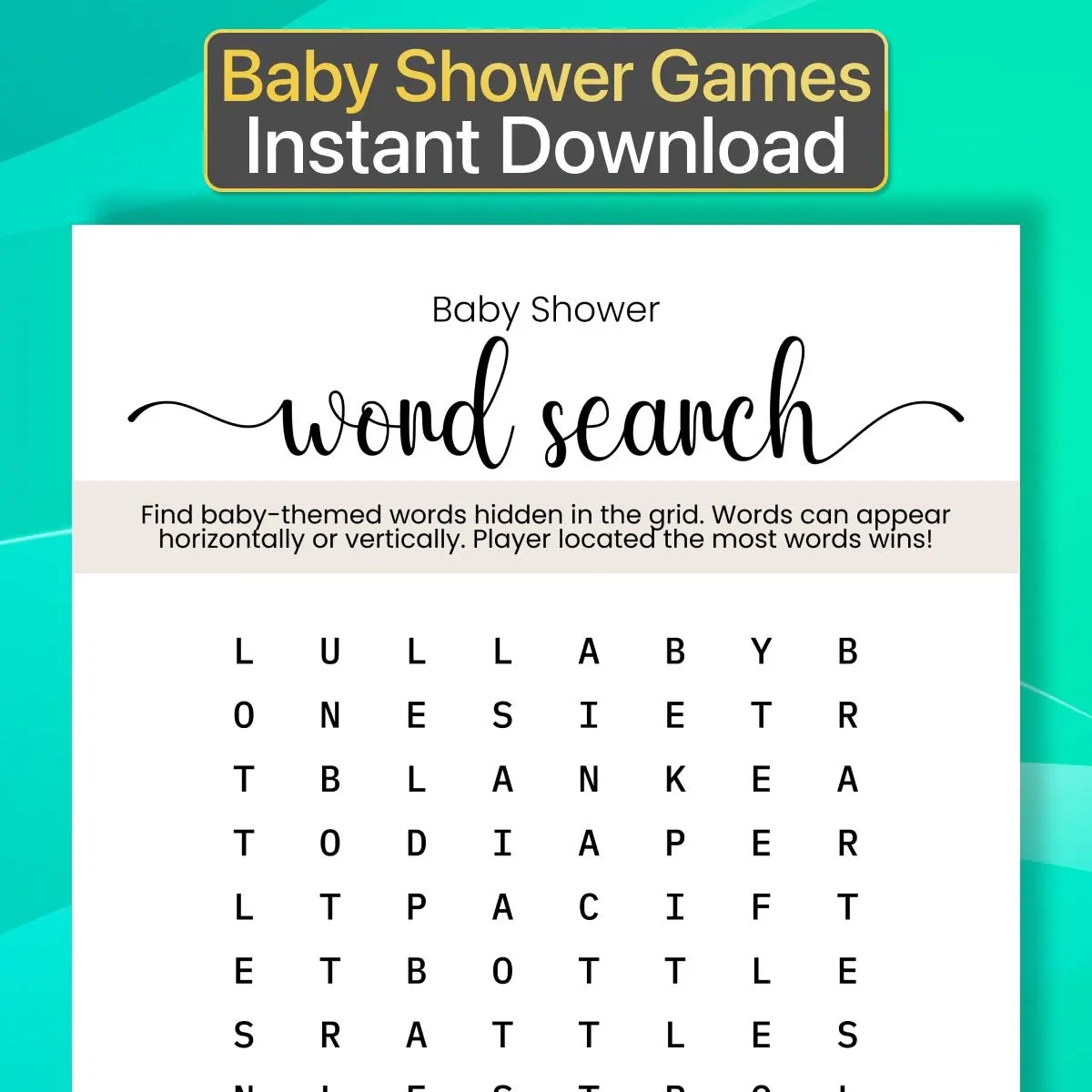Printable Baby Shower Word Search Game Baby Shower Game Word Search Baby Shower Game Baby Word Search Baby Shower Baby Word Search Game B401 Etsy