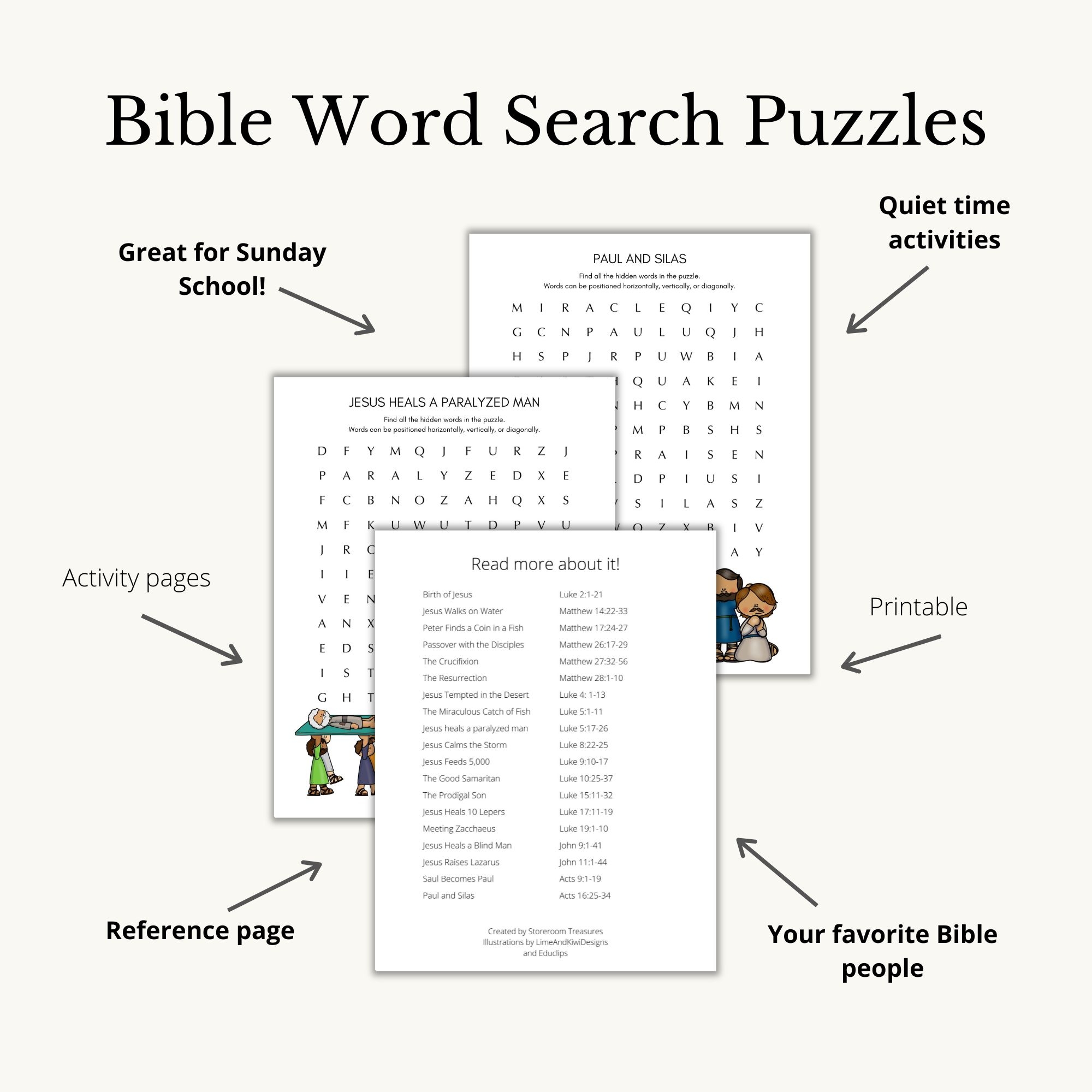 Printable Bible Word Search Puzzle Book New Testament Classful