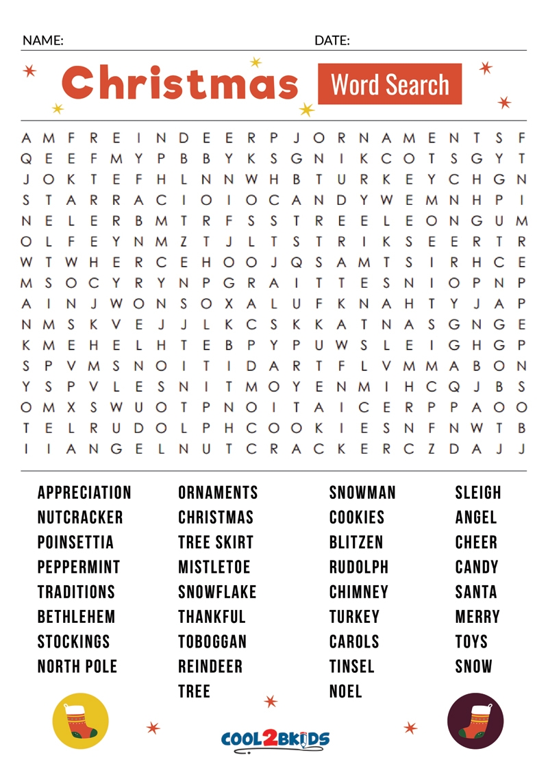 Hard Christmas Word Search
