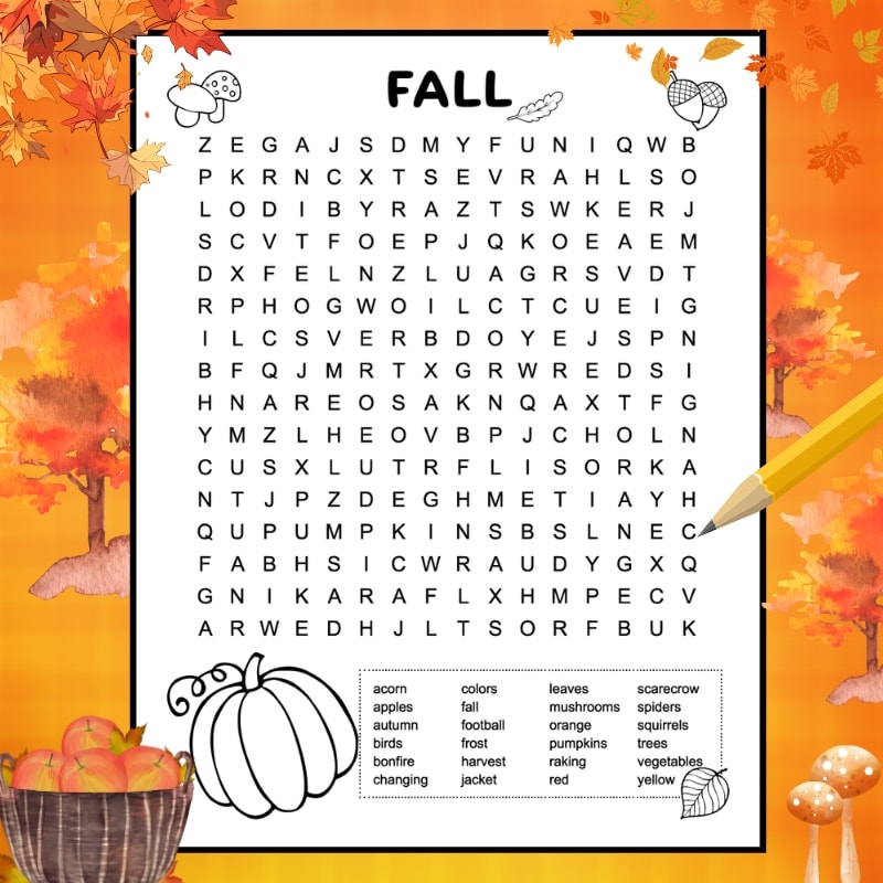 Printable Fall Word Searches For Kids Tree Valley Academy