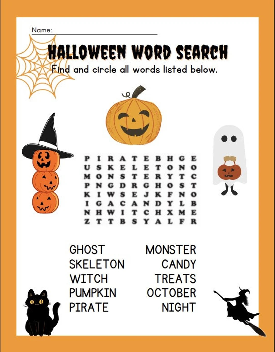 Printable Halloween Word Search Vocabulary ELA Worksheet Page Prek 5th Grade Etsy