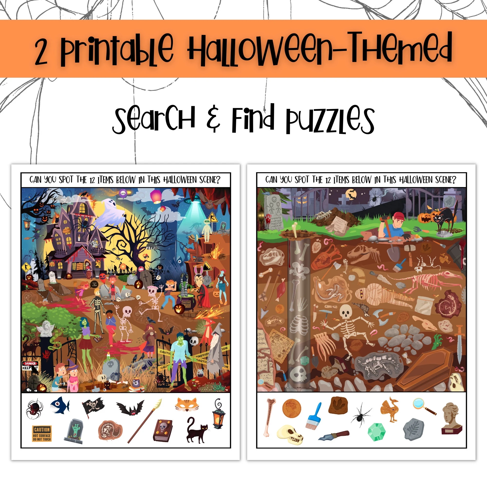 Printable Search Find Halloween themed Hidden Picture Games For Kids I Spy Games Etsy