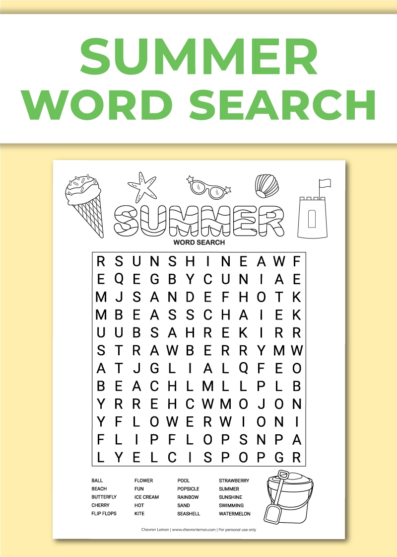 Printable Beach Word Search