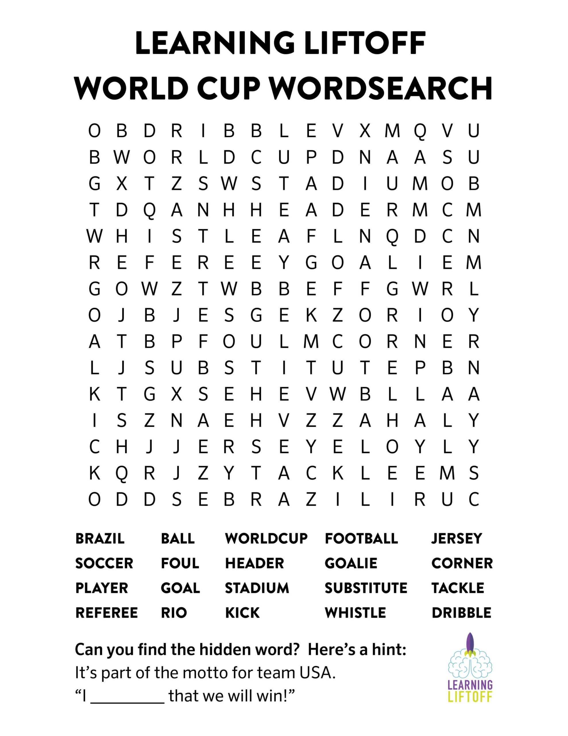 Football Word Searches Printable