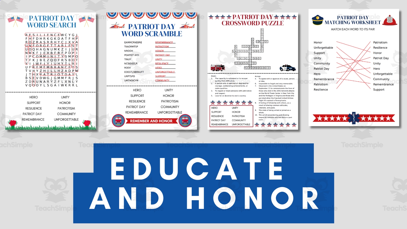 September 11 Printable Word Search Activity By Teach Simple