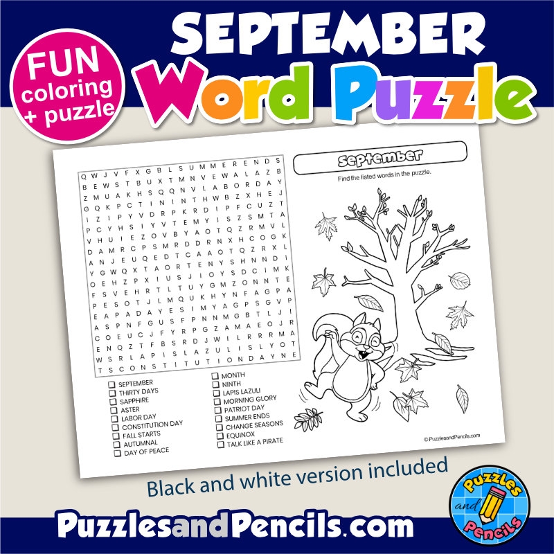 September Word Search Puzzle Activity Page And Coloring September Wordsearch Made By Teachers September Word Search Puzzle Activity Page And Coloring September Wordsearch Made By Teachers